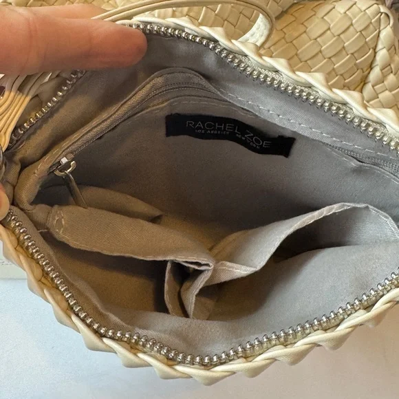 Rachel Zoe Cream Woven Women's Bag with Matching Wristlet - Picture 7 of 9